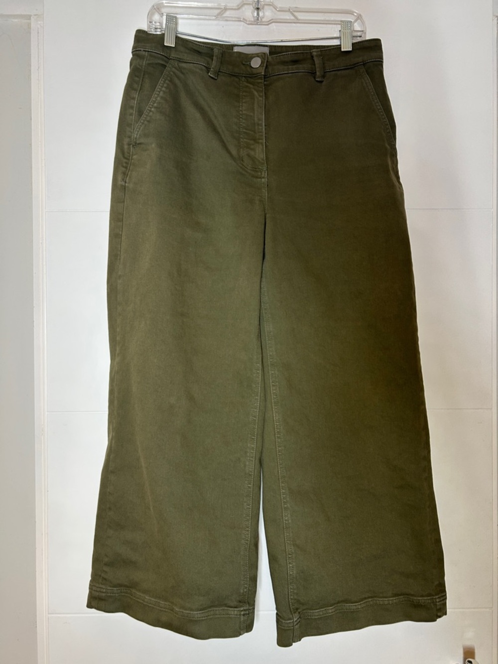 Olive Green Wide Leg Cotton Pants